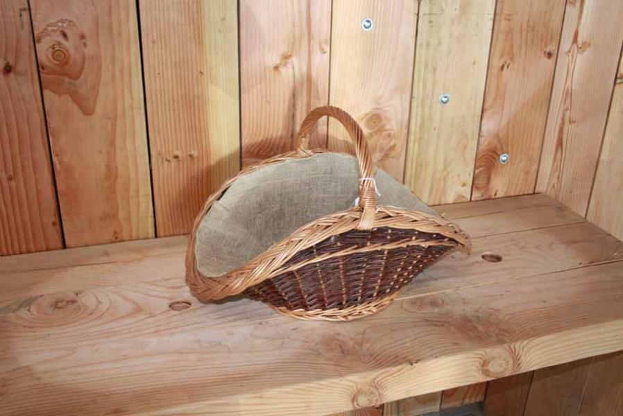 Le village artisanal - Panier ovale à bois intérieur toile de jute