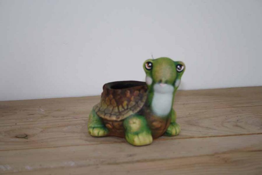 Le village artisanal - Tortue verte pot à fleurs ( h 13 cm )