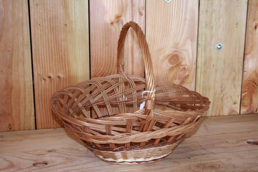 Panier à buches en osier finition naturel, grande anse de transport, esprit  campagne chic 50cm